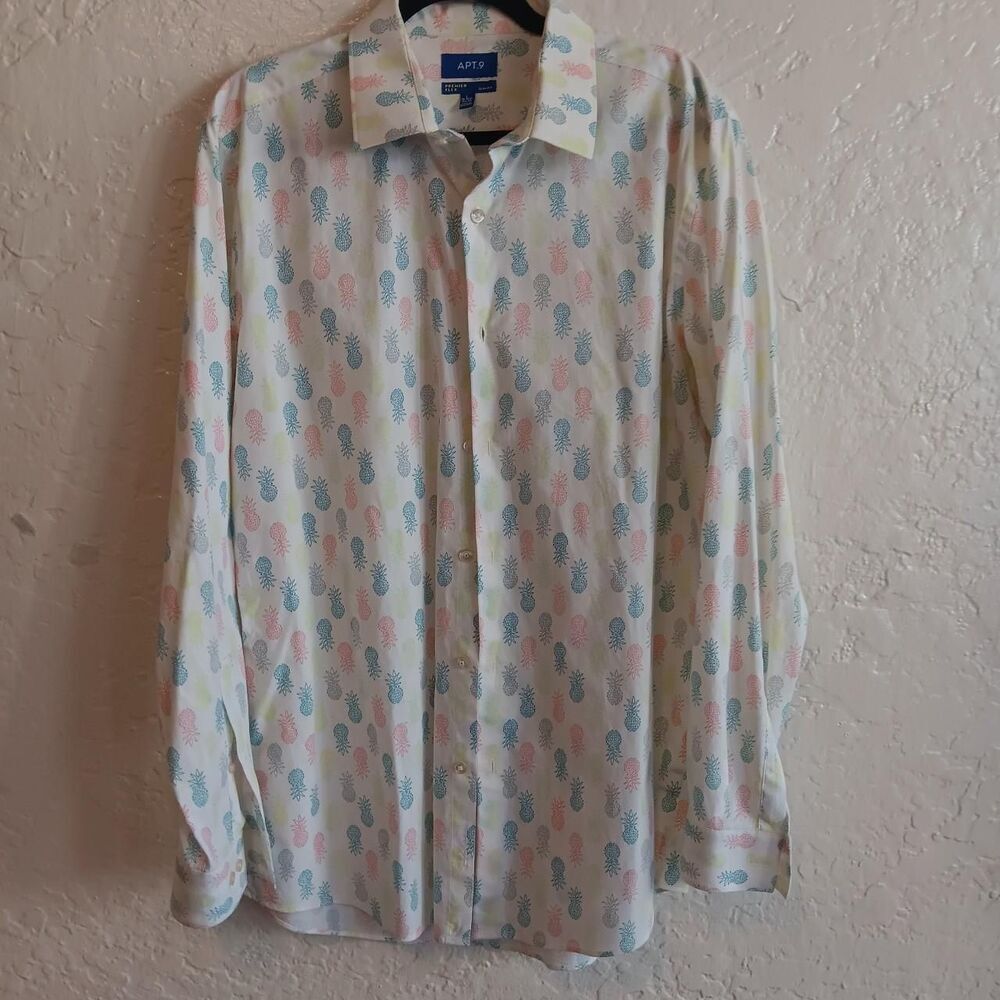 Apt 9 mens premier flex dress shirt Sz L slim button down collar long sleeve